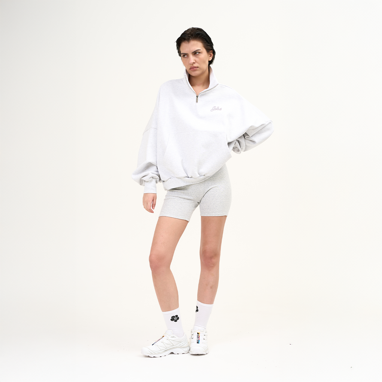 Зип-анорак Sabe Paris Cotton 3D Logo Half-Zip Heather Grey