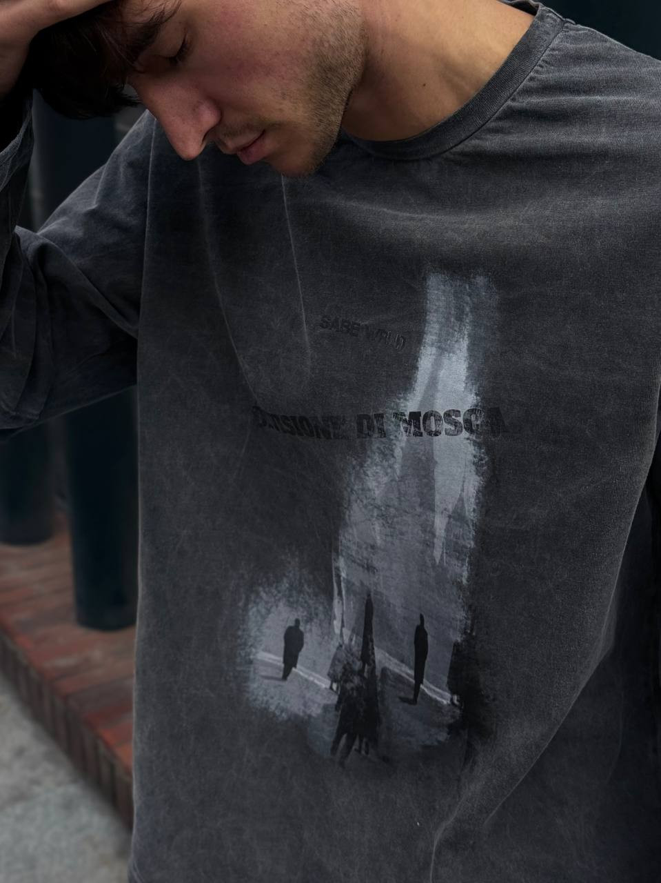 Лонгслив Sabe Longsleeve Di Mosca Acid Wash Dark Grey