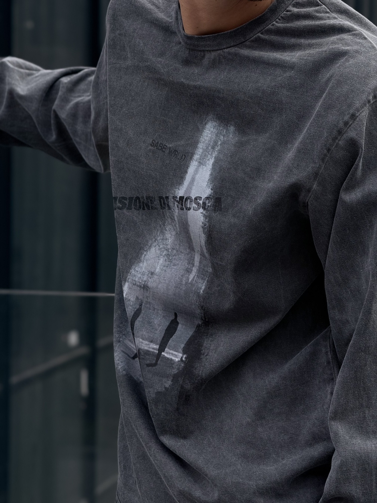 Лонгслив Sabe Longsleeve Di Mosca Acid Wash Dark Grey